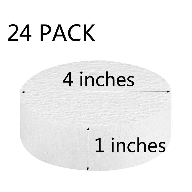 FFchuanhe 4 Inch 24-Pack Foam Circles for Crafts (1"" Thick), Polystyrene Round Foam Disc for DIY Projects, Cakes and Decorations, Sculpture, Modeling, Arts and Crafts Supplies.(White) - Image 2